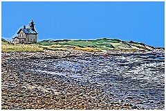 Block Island North Lighthouse on Sandy Point - Digital Painting